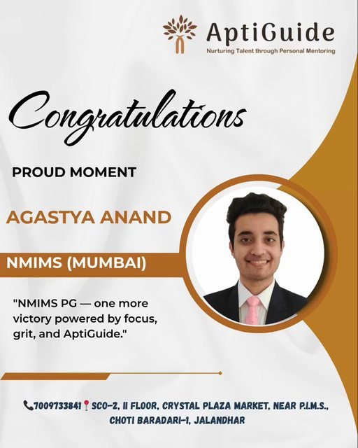 Agastya Anand — Management entrance exam achiever