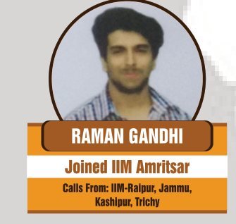Raman Gandhi — 96.8 percentile in CAT, IIM Amritsar call