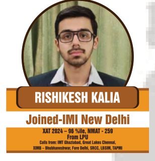 Rishikesh Kalia — 96 percentile in XAT; NMAT 259; calls from IMT Ghaziabad, IMI New Delhi, Great Lakes Chennai, XIMB Bhubaneswar, FORE Delhi, SRCC, LBSIM, TAPMI