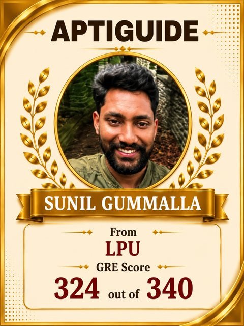 Sunil Gummalla — 324/340 in GRE
