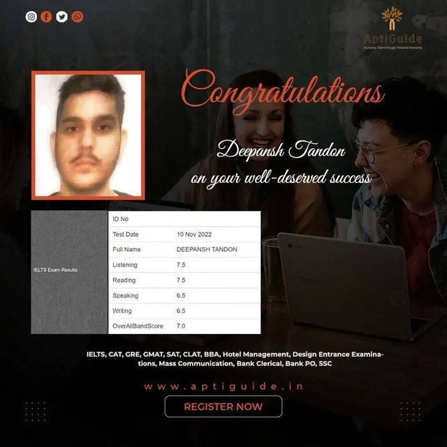 Deepansh Tandon — Overall band 7.0 in IELTS