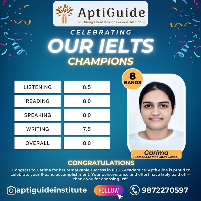 Garima — 8 bands in IELTS