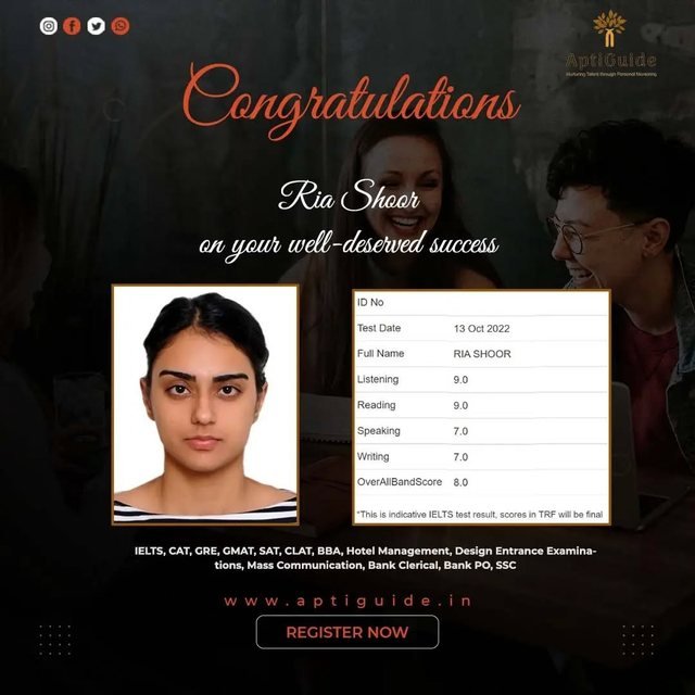 Ria Shoor — Overall band 8.0 in IELTS