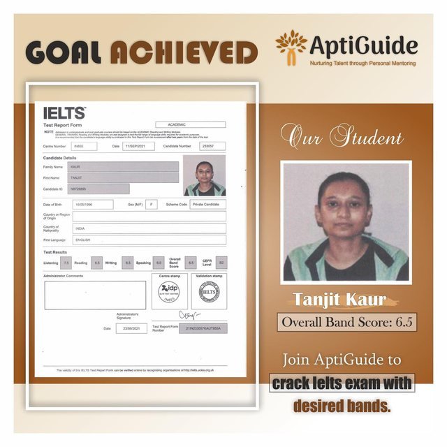 Tanjit Kaur — Overall band 6.5 in IELTS