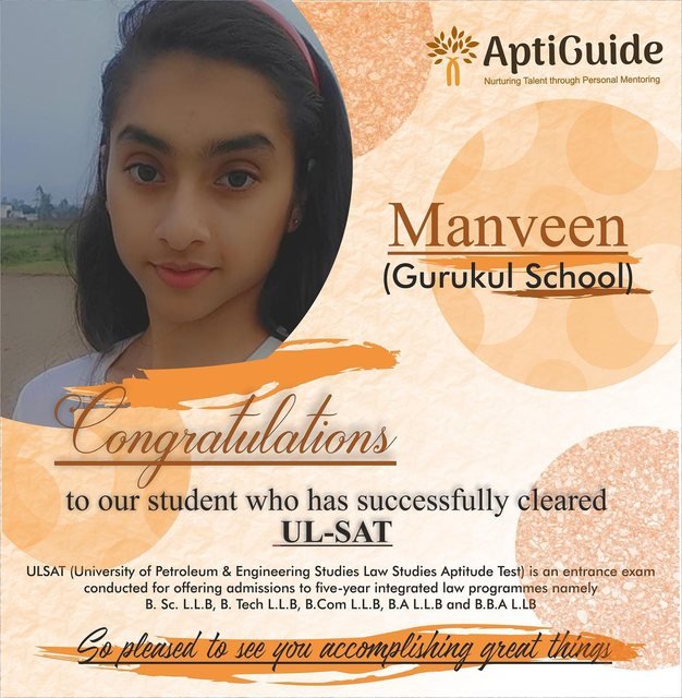 Manveen Gurukul — Law entrance achiever