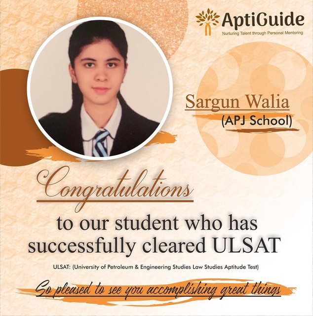 Sargun Walia — Law entrance achiever