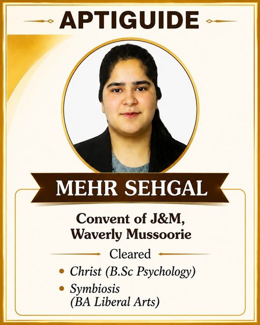 Mehr Sehgal — Cleared SET (Symbiosis Entrance Test)
