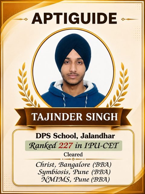 Tajinder Singh — Cleared SET (Symbiosis Entrance Test)