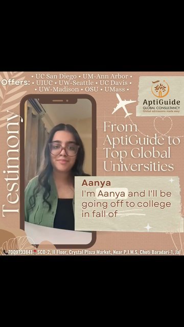Aanya Agrawal — Secured an international university offer