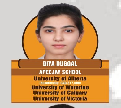 Diya Duggal — Secured an international university offer