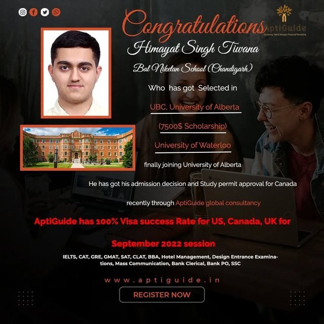 Himayat Singh Tiwana — Selected at UBC, University of Alberta (7500$ scholarship), University of Waterloo - joined University of Alberta