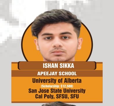 Ishan Sikka — Secured an international university offer