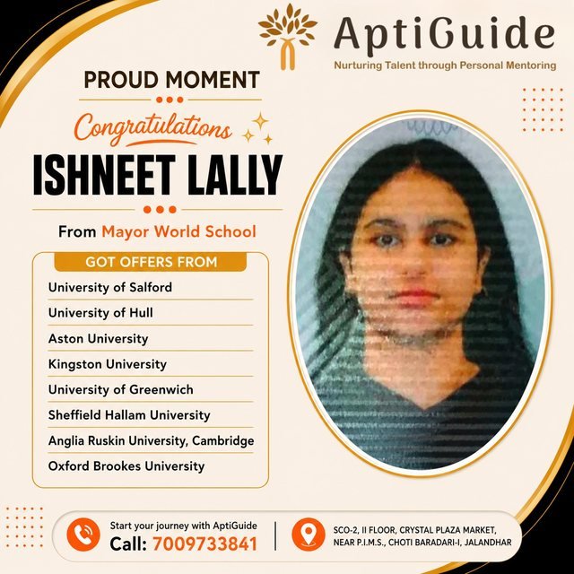 Ishneet Lally — Global university offers