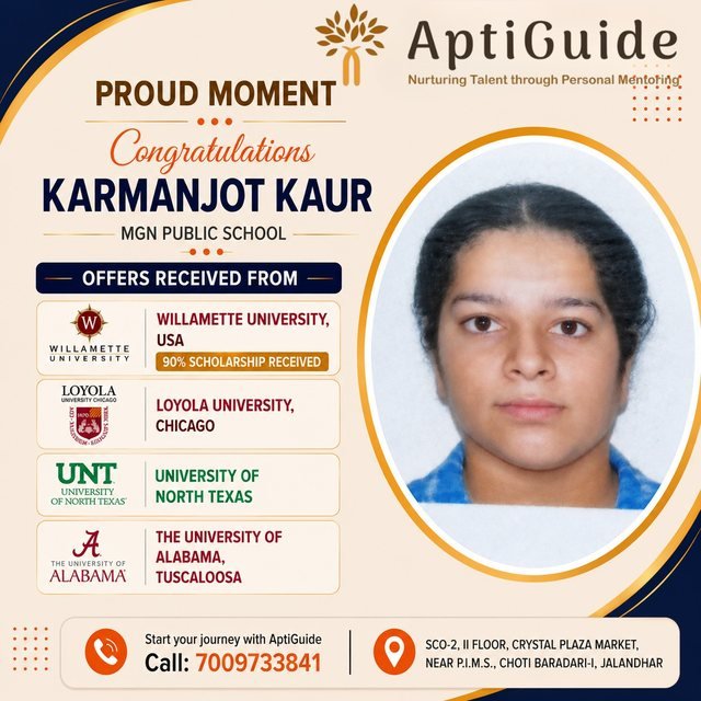 Karmanjot Kaur — International university offers