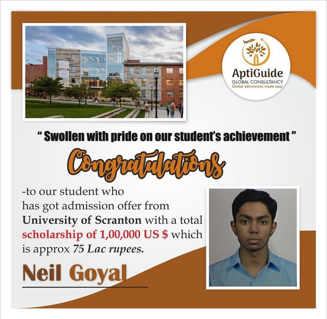 Neil Goyal — Secured an international university offer