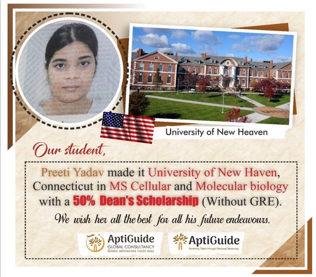 Preeti Yadav — Secured an international university offer