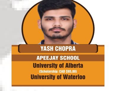 Yash Chopra — Secured an international university offer