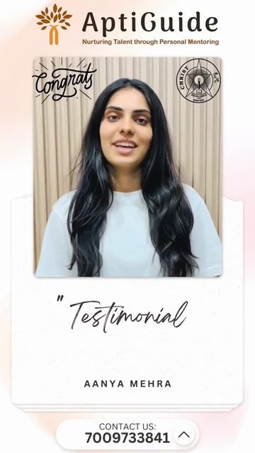 Aanya Mehra — Selected at Christ University