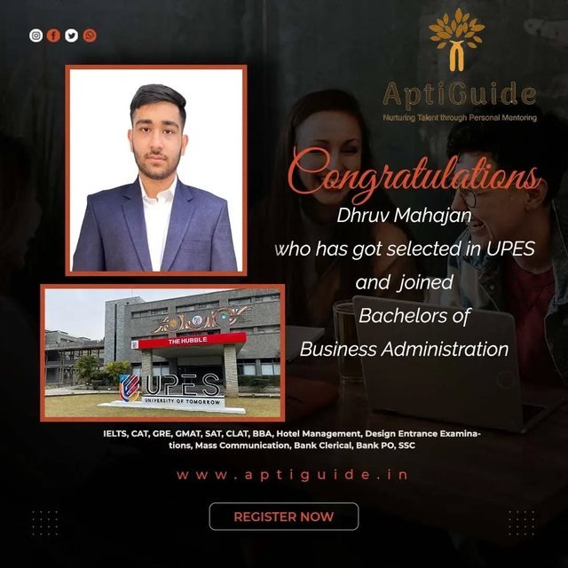 Dhruv Mahajan — Selected at UPES for BBA