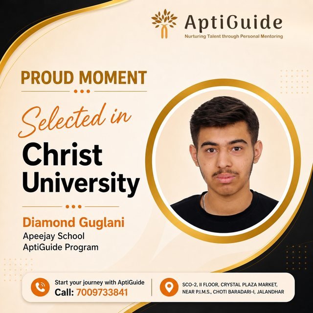 Diamond Guglani — Selected at NMIMS Mumbai Main Campus and Christ University