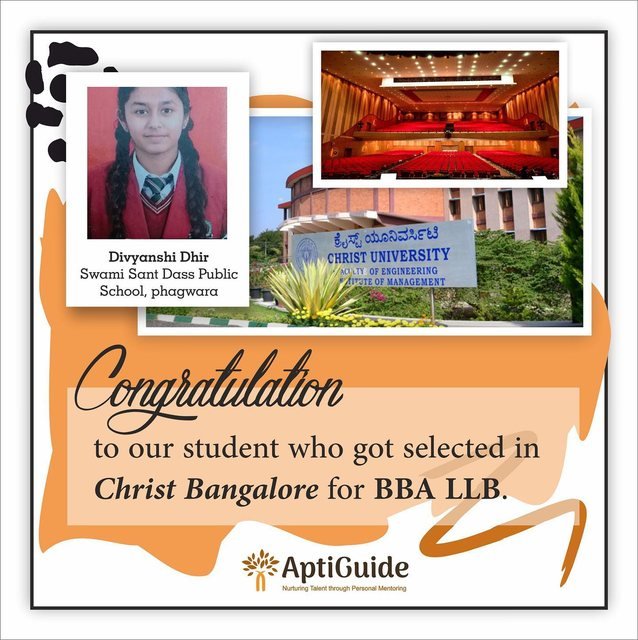Divyanshi Dhir — Admitted to a leading Indian university