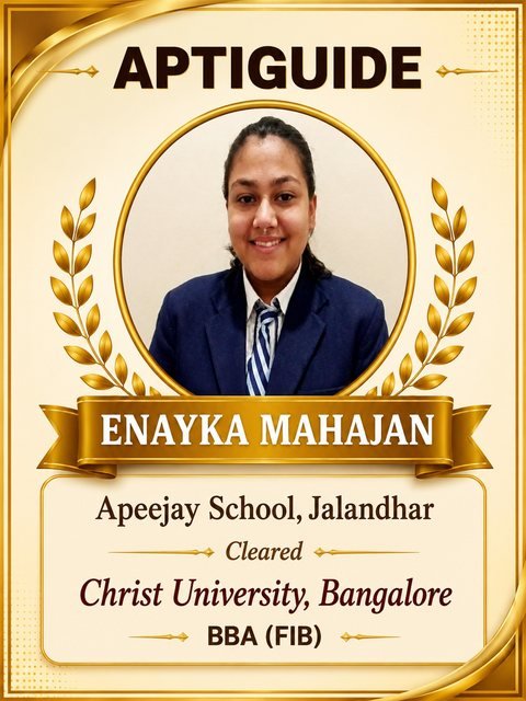 Enayka Mahajan — Selected at Christ University, Bangalore