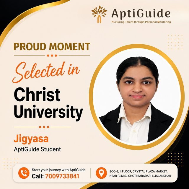 Jigyasa — Selected at Christ University, Bangalore