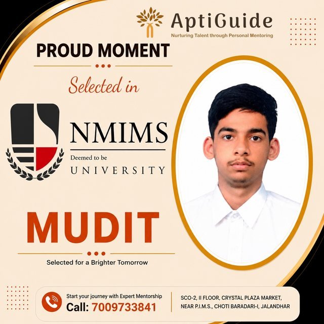 Mudit — Selected at NMIMS Mumbai Main Campus