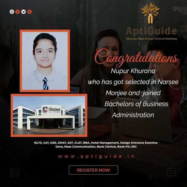 Nupur Khurana — Selected at Narsee Monjee (BBA)