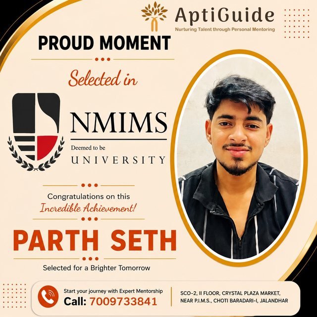 Parth Seth — Selected at NMIMS Mumbai Main Campus