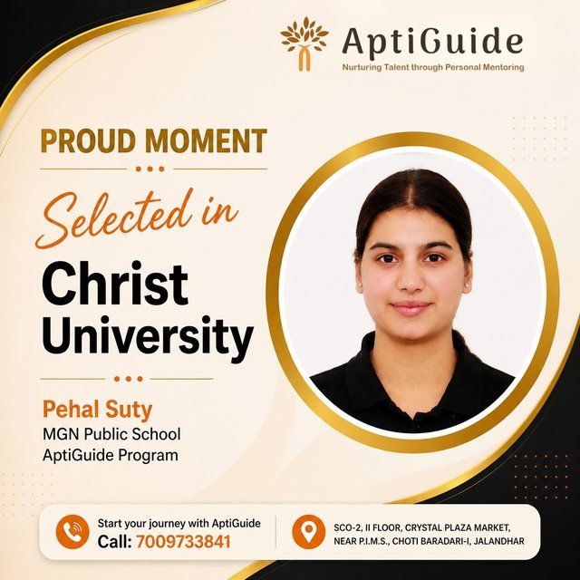 Pehal Suty — Selected at Christ University