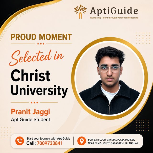 Pranit Jaggi — Selected at Christ University