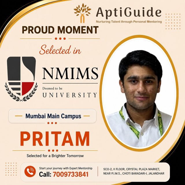 Pritam — Selected at NMIMS Mumbai Main Campus
