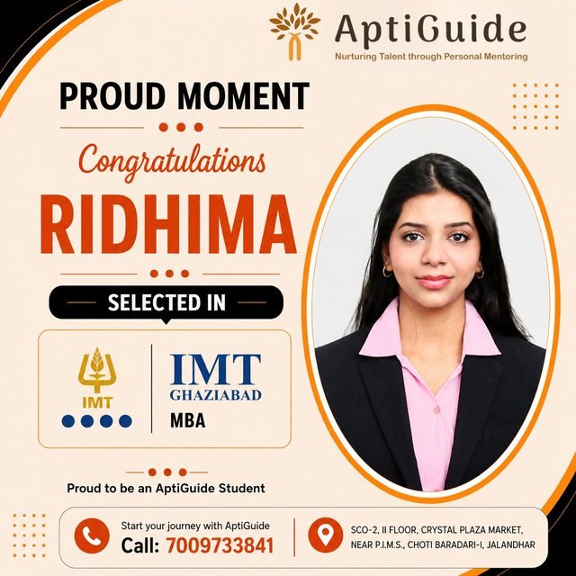 Ridhima — Converted IMT Ghaziabad (MBA) through structured CAT + NMAT + XAT preparation