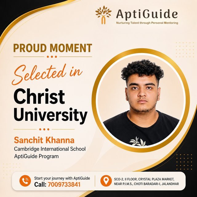 Sanchit Khanna — Selected at Christ University