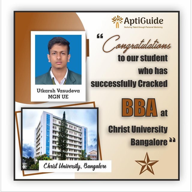Utkarsh Vasudeva — Admitted to a leading Indian university