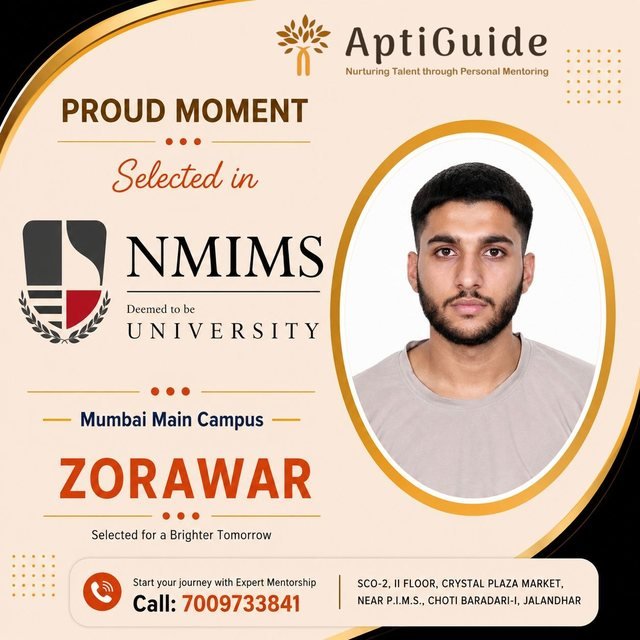 Zorawar — Selected at Symbiosis International (Deemed University), Pune, and NMIMS Mumbai Main Campus